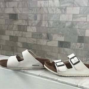 Birkenstock White Leather Sandals for Girls